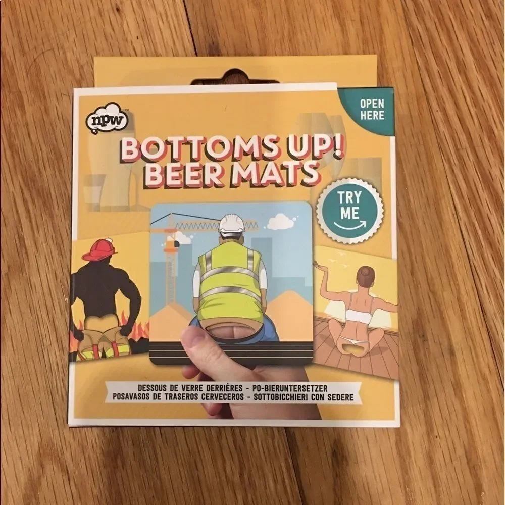 Funny beer coasters gag gift butt crack